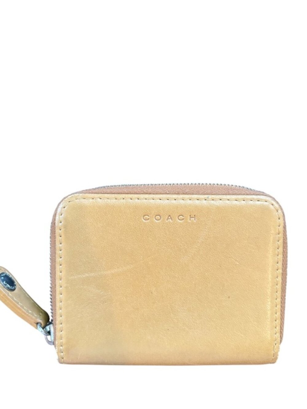 COACH Tan Zip-Around Leather Card Case NWOT